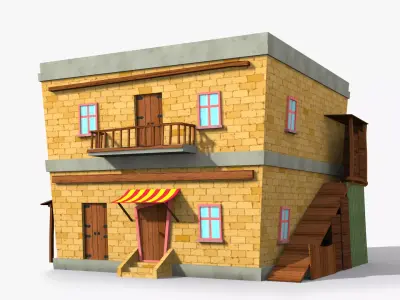 Cartoon House v Low-poly 3D model