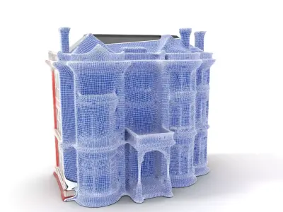 Victorian Pink Mansion model pack Low-poly 3D model