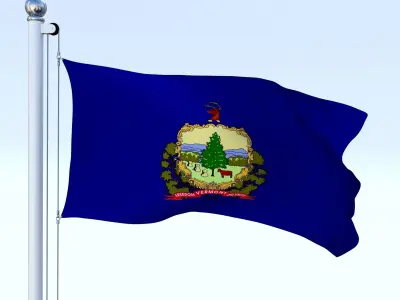 Animated Vermont Flag Low-poly 3D model