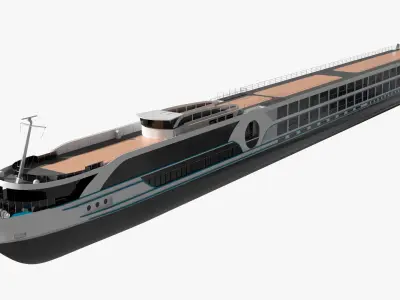  Modern River Cruise Ship White Simplified 