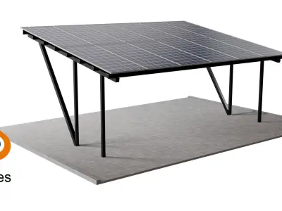 Carport solar panel stand 3D model