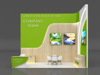 Booth Exhibition Stand Stall 3x6m Height 500 cm 2 Side Open 3D model