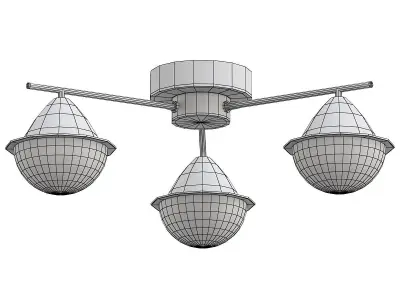 CHARTRES-CH three light brass ceiling fixture with glass globes 3D model