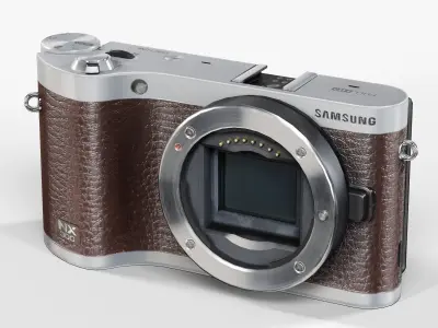 Samsung NX300 Brown mirrorless digital camera Low-poly 3D model