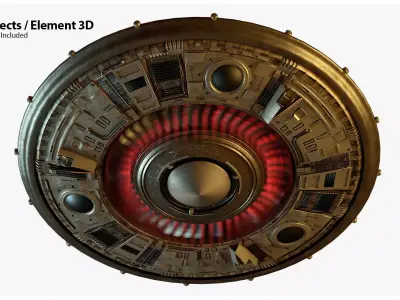 UFO Flying Saucer 3D Model for Element 3D And Cinema 4D 3D model