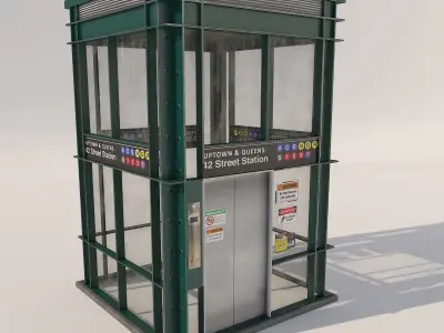 Subway Entrance NYC Low-poly 3D model