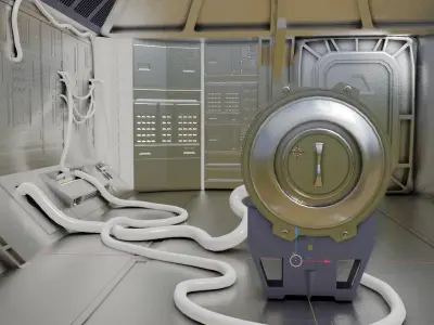hi tech sci-fi spaceship sleeping chambers and pods Low-poly 3D model