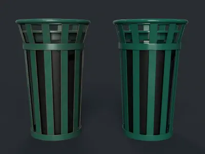 Street Trash Can 6 PBR Game Ready Low-poly 3D model