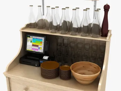 wood waiter station 3D model