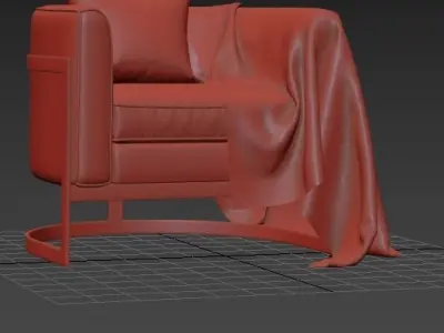 armchair chair with blanket 3D model