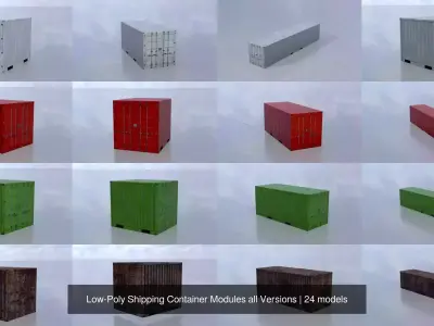 Low-Poly Shipping Container Modules all Versions 3D Model Pack