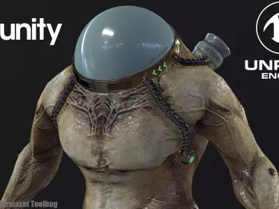 Cyborg Low-Poly game-ready animated 3D model Low-poly 3D model