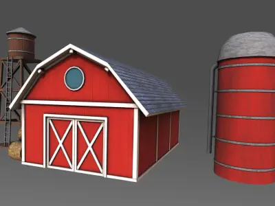 Low Poly Stylized Farm Set Low-poly 3D model