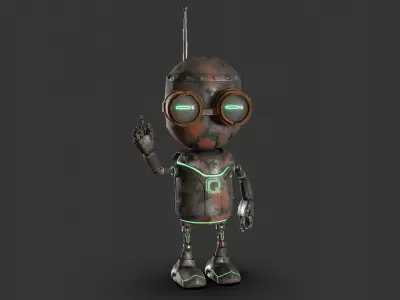 Rigged Baby Robot Dark 3D model
