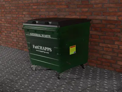 Low Poly and High Poly Industrial Wheelie bins 3D model