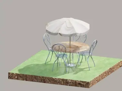 out door table set  Low-poly 3D model