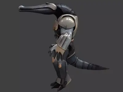 Armored Crocodile Mech Warrior Sci-Fi Low-poly 3D model