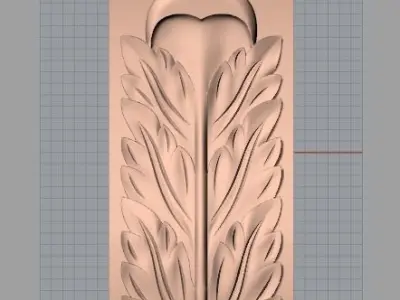 Door Post flower 3D STL Model for CNC Router Carving E975 3D model