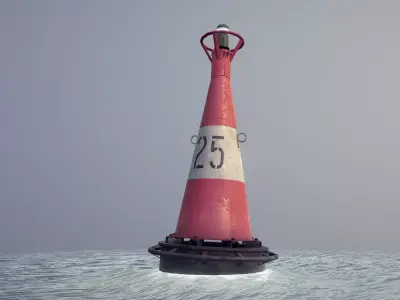 Buoy River RB-6-01 Right Turn Mark Low-poly 3D model