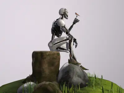 Diorama Robot - Post War Low-poly 3D model