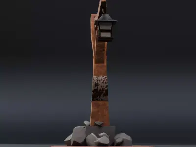 Old street lamp 3D model Low-poly 3D model