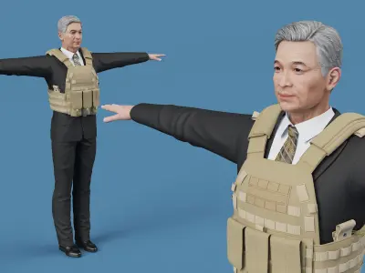 Senior Executive in Tactical Vest 3D model