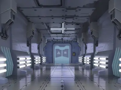 SciFi Corridor modular sci-fi hallway 3D model purchase