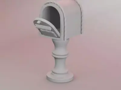 Vintage Mailbox on Pedestal Stand with opening door 3D print model