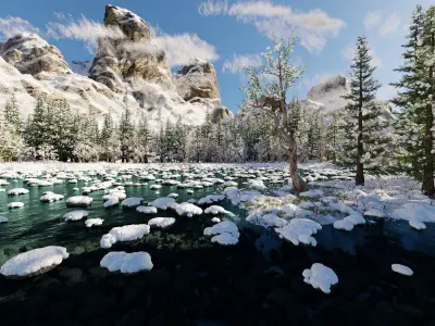Snow landscape Scene 3D model