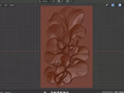 Fluid Organic Relief Panel Wall Decor Set STL Mural CNC 373 3D model