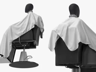  Hair Cutting Cape on Barber Chair with Mannequin 