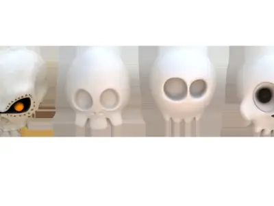 Toon Skull Pack Low-poly 3D model