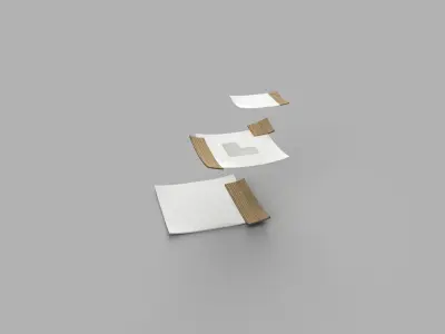 Dishes Set light fixture with three pieces of wood in air Low-poly 3D model