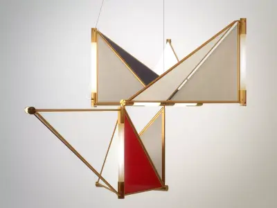 Kite hanging lamp made of triangles 3D model