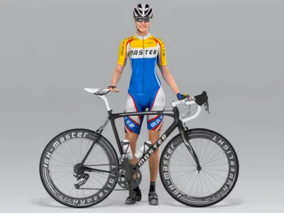  Female Cyclist Animated HQ Editorial License 