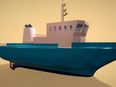 Low Poly Marine Supply Vessel Ship Model 3 Low-poly 3D model