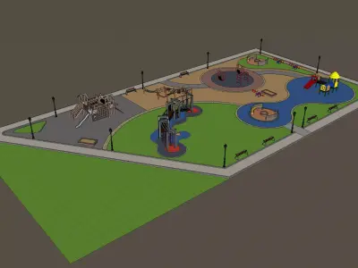 Children Playground SketchUp Model and Lumion Scene Full Package 3D model