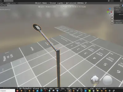 Street Light 1 Galvanized 8000mm 1F Low-poly 3D model