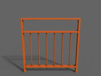 PBR Pedestrian Guard Rail Orange V4 Low-poly 3D model