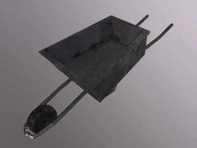 Old Wheelbarrow - Game Ready - Low Poly PBR 3D Model  Low-poly 3D model
