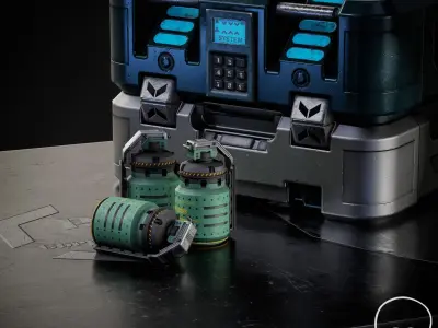 Game ready Sci-fi grenades set  Low-poly 3D model