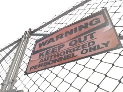 Chain link metal fence  Low-poly 3D model