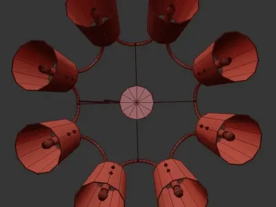 Dulcet 8 modern chandelier with clear glass shades 3D model