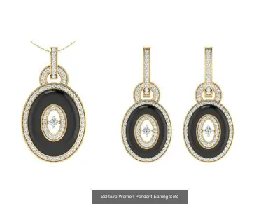 61 Women Pendant Earring Sets 3dm STL OBJ FBX Renders Collection 3D Model Pack