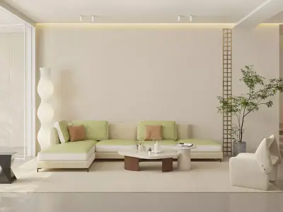 Mid Century interior scene  3D model