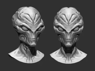 Alien Bust 5 - High-Quality 3D Printable STL Model 3D print model