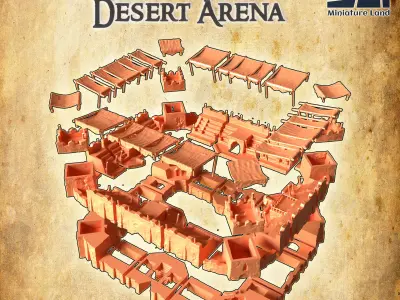 Small Desert Arena Tabletop Terrain 28 mm 3D print model