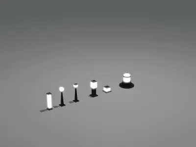 street light set Low-poly 3D model buy