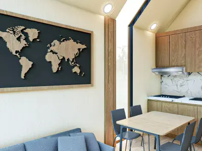 Modern Tiny House with Elevated Deck Compact Cabin 3D Model Low-poly 3D model