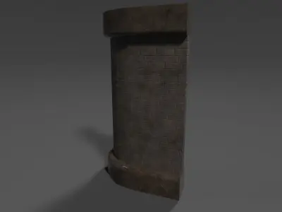 Wall - Straight and Curved Low-poly 3D model